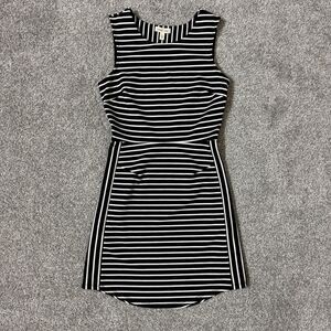 Silence + Noise Dress Womens Small Black White Stripe Bodycon Mini Stretch
